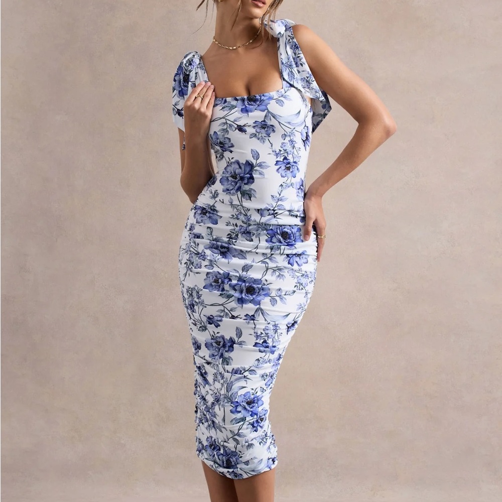 Floral Blue and White Dress